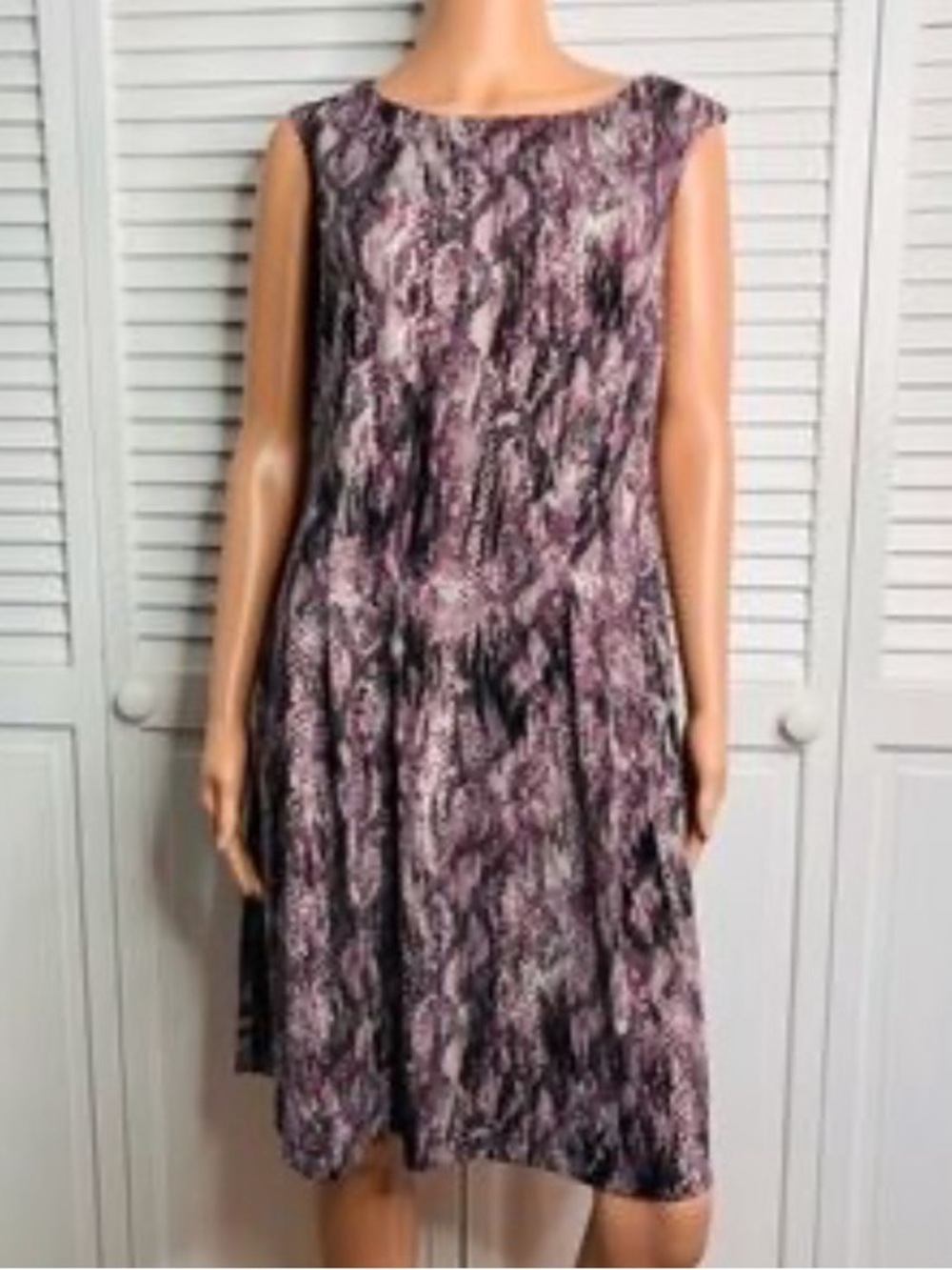 Roz & Ali Pink and Black Printed Sleeveless A-Line Dress